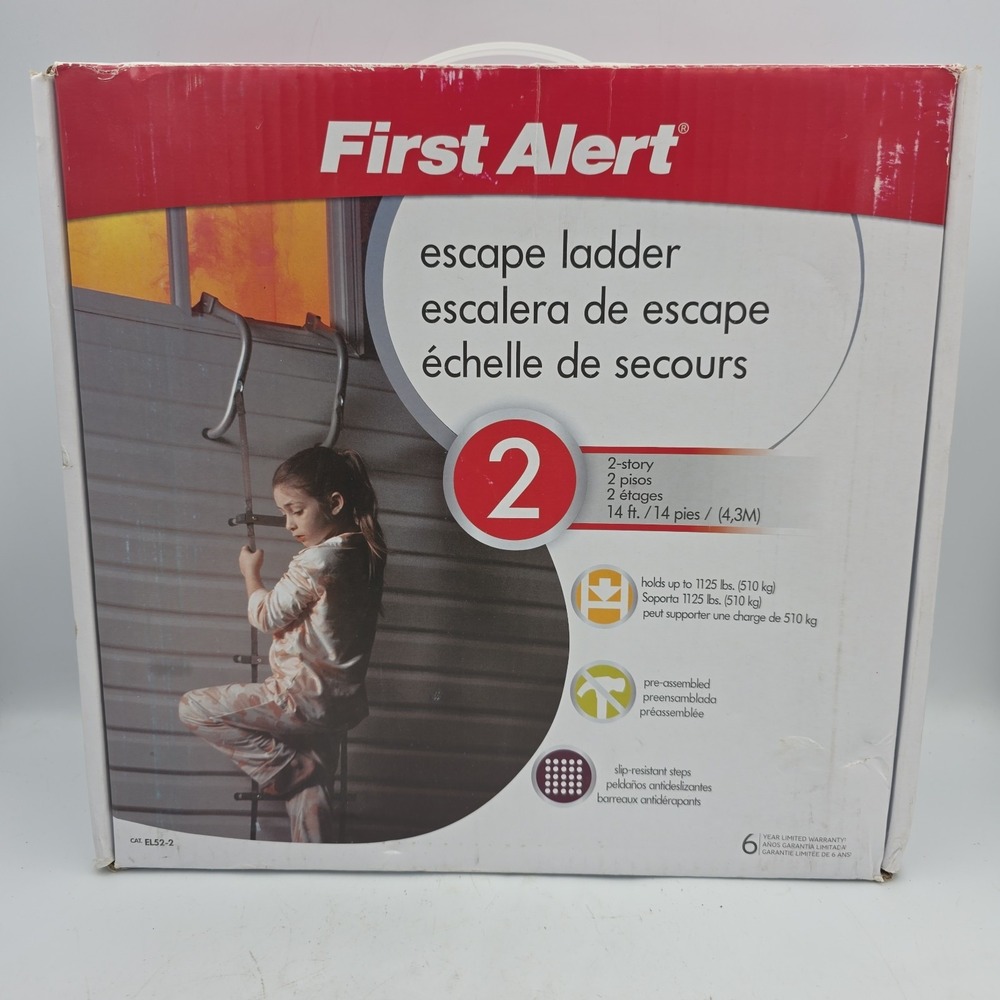 First Alert EL522 Two-Story 14ft Fire Escape Ladder Open Box Prepping Safety